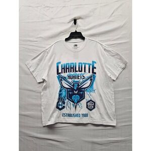 NBA‎ Mens Charlotte Hornets Graphic T-Shirt White Cotton Athletic Size XL